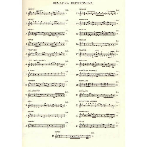 Περιεχόμενα βιβλίου BACH J.S Το Πρώτο Μπαχ - Anna Magdalena - Εκδόσεις: Ζαρανίκας Μουσικός Οίκος - Zaranikas